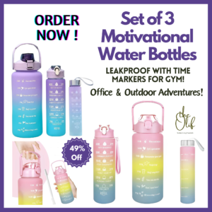 Set of 3 Leakproof Motivational Water Bottles with Time Markers – Perfect for Gym, Office, and Outdoor Activities