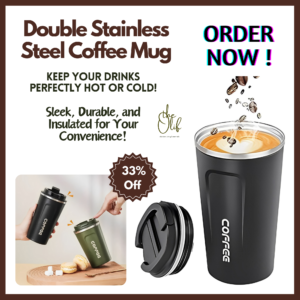 Double Stainless Steel Coffee Mug Keep Your Drinks Perfectly Hot or Cold! Sleek, Durable, and Insulated for Your Convenience!