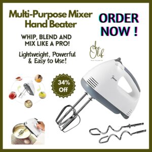 Multi-Purpose Electric Hand Mixer Beater – Perfect for Whipping, Mixing, and Baking.