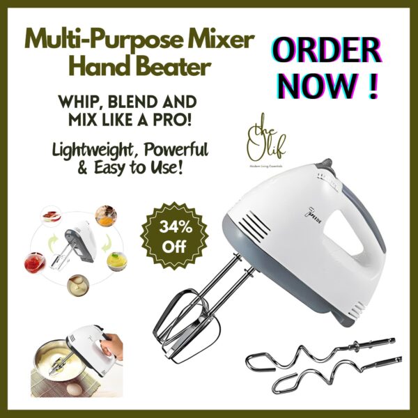 Multi-Purpose Electric Hand Mixer Beater – Perfect for Whipping, Mixing, and Baking.