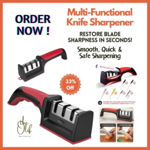 Multi-Functional Knife Sharpener – Compact & Safe Blade Sharpener for Kitchen Knives and Tools