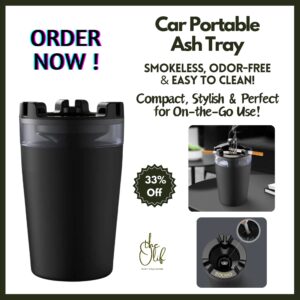 Car Portable Ash Tray – Compact and Convenient Ashtray for Use in Cars, Homes, and Offices