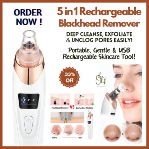 5 in 1 Rechargeable Blackhead Remover – USB Charging Pore Cleaner for Facial Care and Skin Rejuvenation